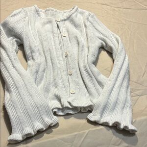 White Ribbed Women's Sweater